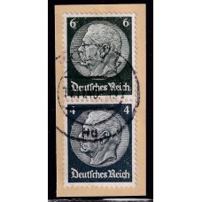 ALEMANIA 1934 ESTAMPILLAS SE-TENANT ZUSAMMENDRUCKE USADAS QUE SON MUCHO MAS RARAS MI S 217 EN FRAGMENTO 8 €
